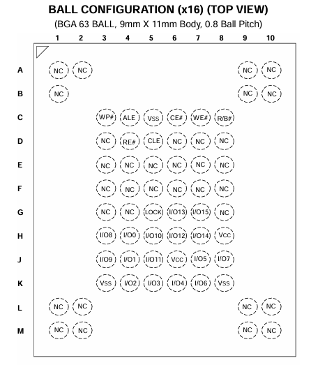 F59D1G161MB-45BG2M引脚图 F59D1G161MB-45BG2M引脚图