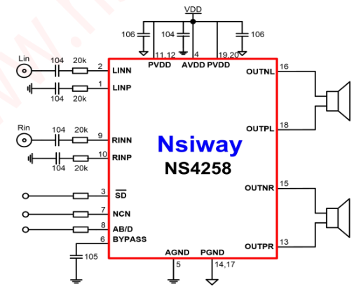 NS4258典型应用电路