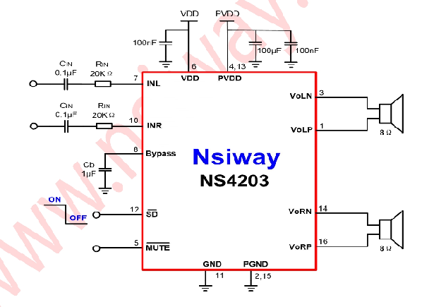 NS4203典型应用电路